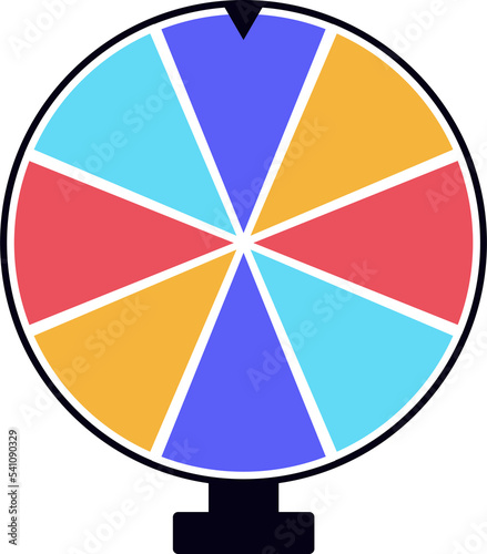 Wheel of fortune illustration of a flat. Empty colorful wheel of fortune isolated from the background. Illustration