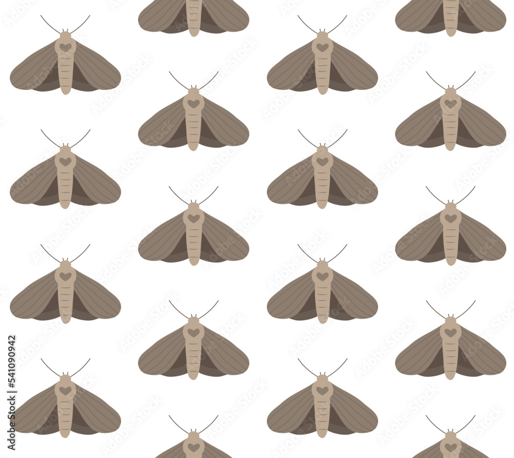 Obraz premium Vector seamless pattern of flat hand drawn moth isolated on white background