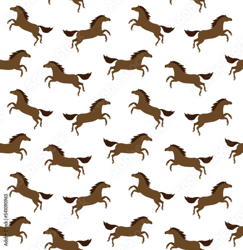 Vector seamless pattern of flat bay horse isolated on white background