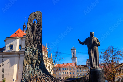 Monument of ukrainian writer and poet Taras Shevchenko in Lviv, Ukraine