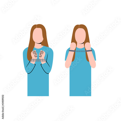Set of Handcuffed Woman Character