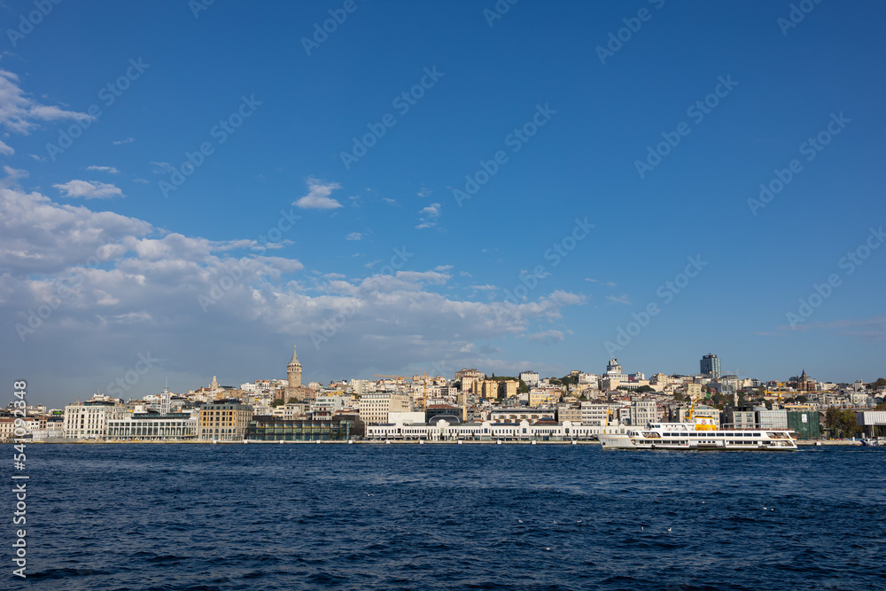 Panorama of Istanbul with Galata Tower at skyline. Travel background