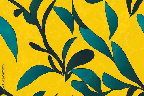 2d illustration Hand Drawn Seamless Pattern with lemon and flower