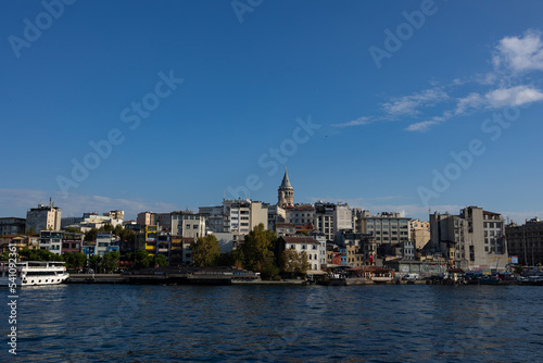 Panorama of Istanbul with Galata Tower at skyline. Travel background