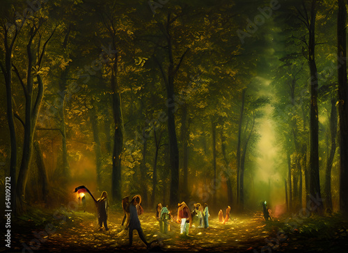 Silhouette Dog Fall Couple Walking Forest Woman Person Morning Fog Nature Tree Road Trees Dark Autumn Woods Leaves Winter Walk Path Landscape Park Sunset People