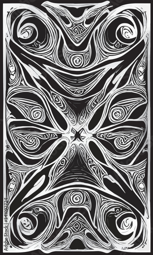 Decorative black and white gothic ornament, base for tattoo