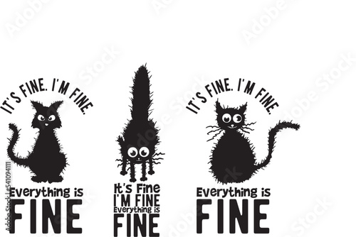 It’s Fine I’m Fine Everything is Fine SVG, Whimsical Black Cat, It’s Fine, I’m Fine, Everything is Fine SVG, I’m fine Cat Svg, Electrocuted Cat, Black Cat Svg, Electrocuted Cat, Crazy Cat