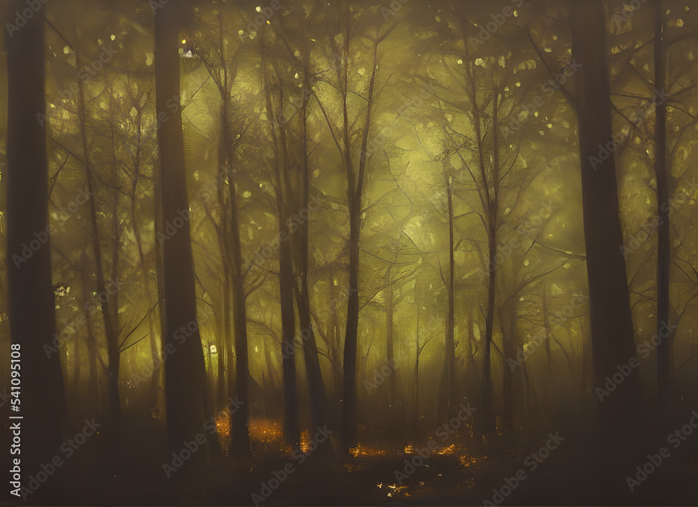 Obraz premium Park Fall Sunrise Summer Path Misty Woodland Fog Light Autumn Nature Green Trees Sun Mist Landscape Spring Tree Foliage Foggy Morning Sunlight Forest Woods Road