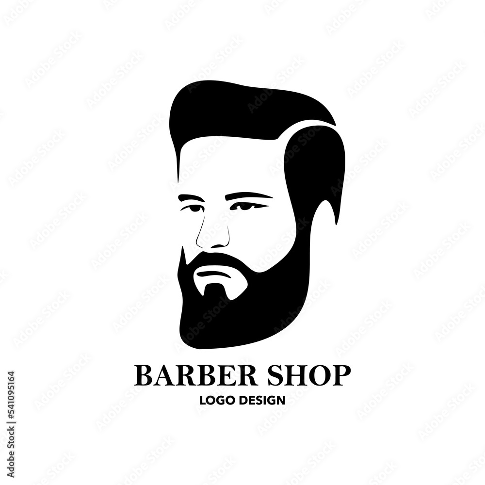 Handsome man face with beard for barbershop logo. Vector illustration