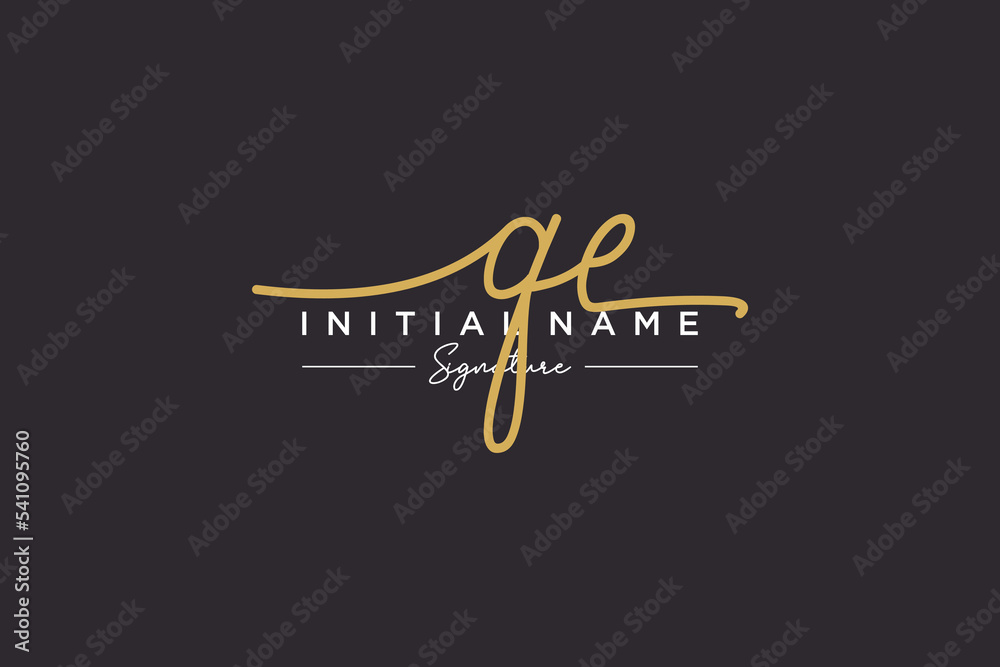 Initial QE signature logo template vector. Hand drawn Calligraphy lettering Vector illustration. Initial QE signature logo template vector. Hand drawn Calligraphy lettering Vector illustration.
