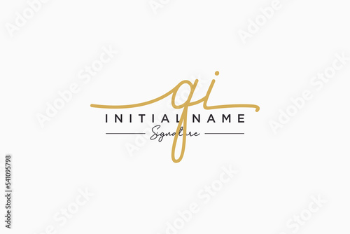 Initial QI signature logo template vector. Hand drawn Calligraphy lettering Vector illustration.