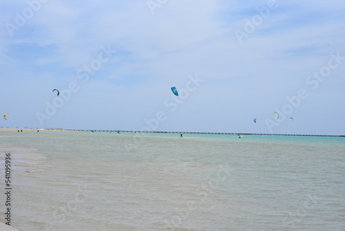 kite surfing on the beach