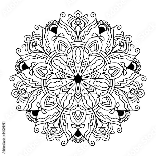 Mandala Shape for Coloring Book. For Beginner, seniors and children. Hand Draw. Vector Mandala. Floral. Flower. Oriental. Book Page. Decoration in ethnic oriental. Outline.