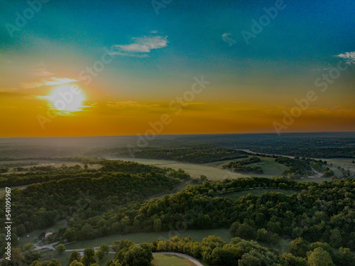 Drone view of sunrise