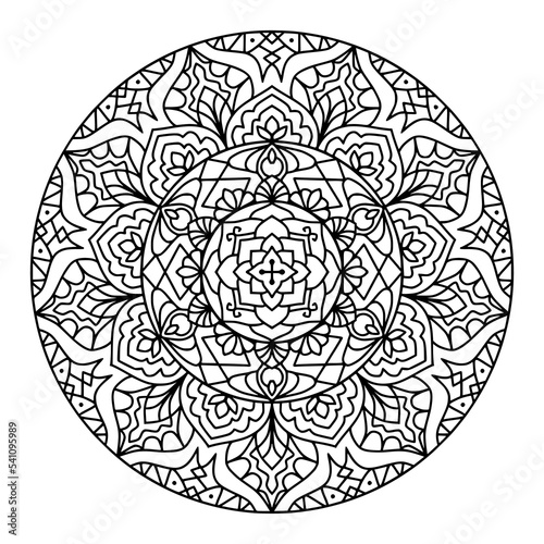 Mandala Shape for Coloring Book. For Beginner, seniors and children. Hand Draw. Vector Mandala. Floral. Flower. Oriental. Book Page. Decoration in ethnic oriental. Outline.
