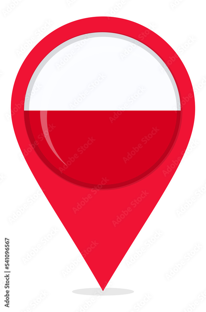 Map pin icons of Poland's national flags Map pin icons of Poland's national flags