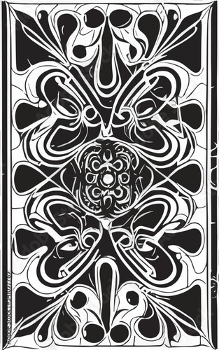 Decorative black and white gothic ornament, base for tattoo