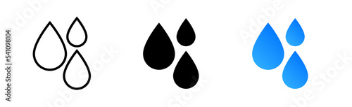 Water drops vector logo icon droplet symbol clean blue rain liquid water icon.