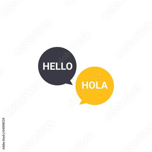 Translator app icon logo. Translate language glossary chinese english bubble phone app symbol vector icon.