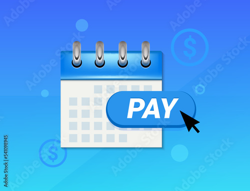 Subscription pay calendar fee annual button. Membership subscription bank money pricing salary automatic pay.
