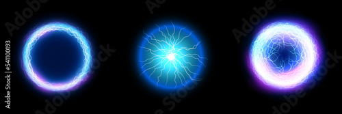 Fototapete Electric lightning ball energy magic effect burst sphere
