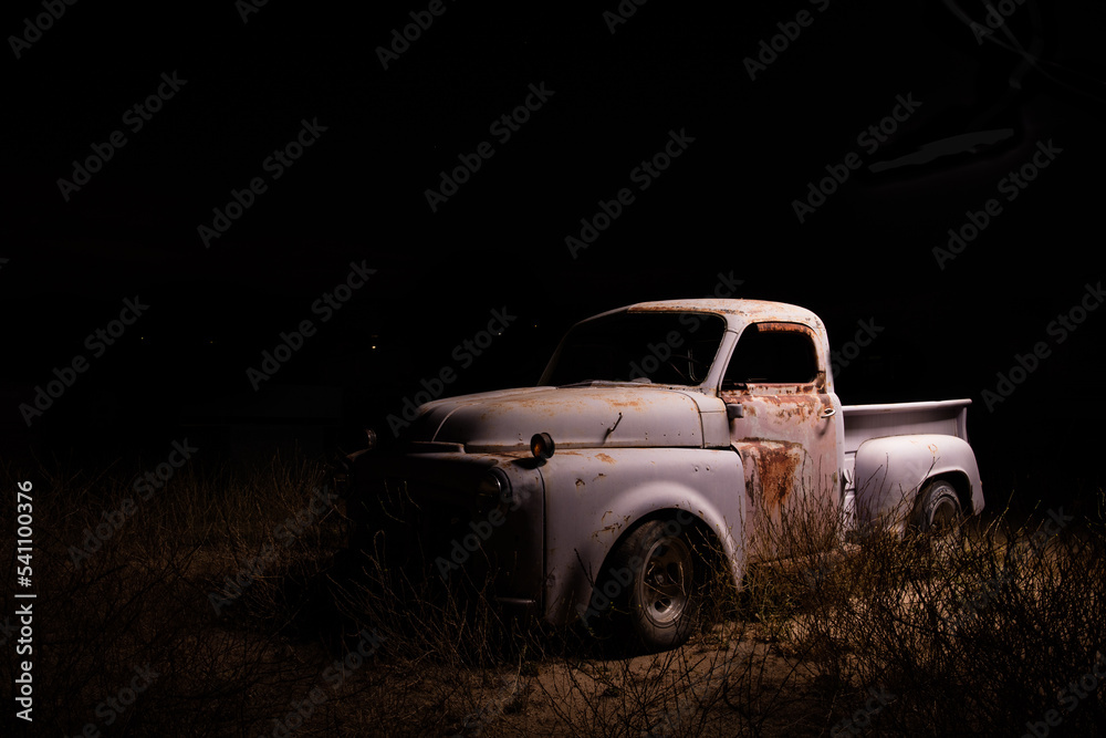 old car in the night old car in the night