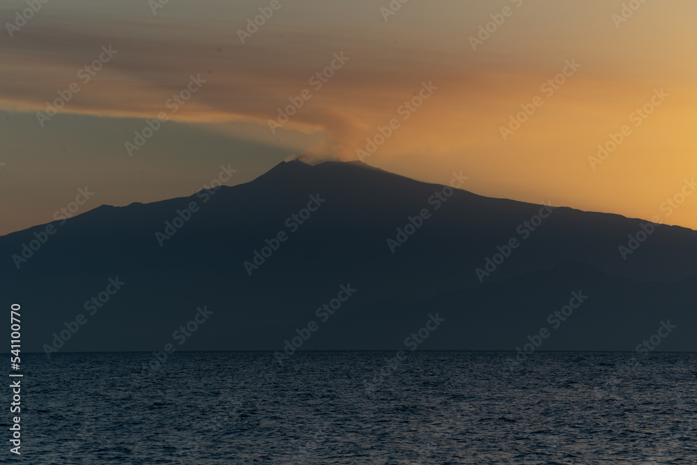 sunset in the mountains Etna volcano