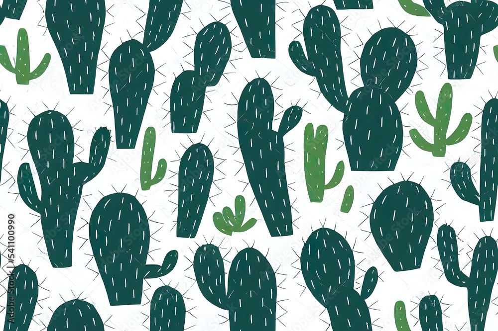 Seamless pattern 2d illustration summer cactus on desert, summer tropical pattern background with cactuses, succulents. Perfect for wallpapers, surface textures, textile. Isolated on white Seamless pattern 2d illustration summer cactus on desert, summer tropical pattern background with cactuses, succulents. Perfect for wallpapers, surface textures, textile. Isolated on white