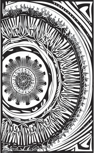 Decorative black and white gothic ornament, base for tattoo