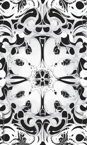 Decorative black and white gothic ornament, base for tattoo