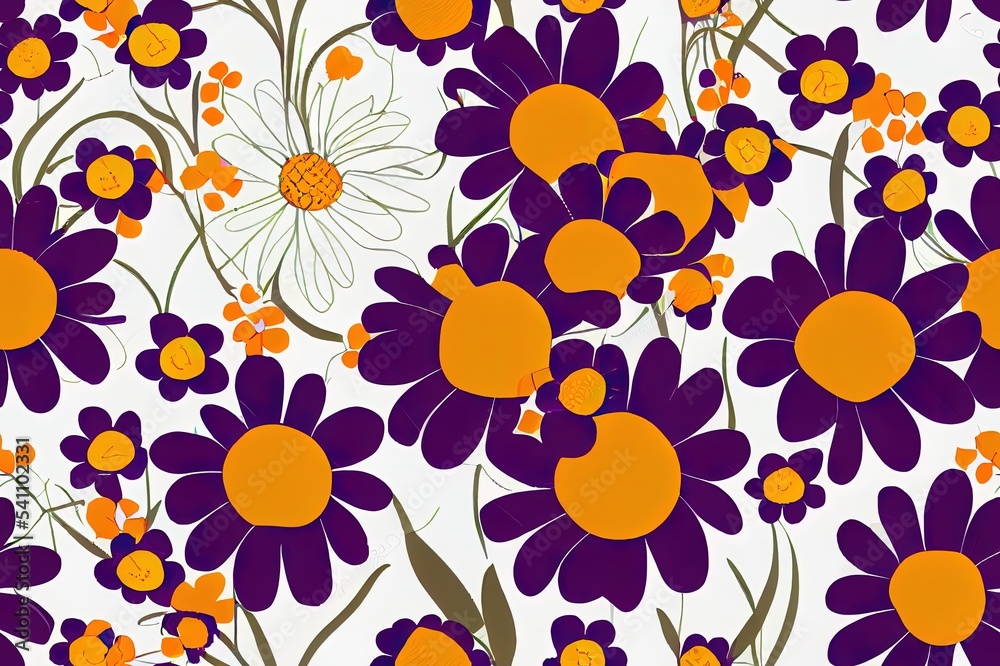 It feels like summer, beautiful bright flowers 2d illustration seamless pattern It feels like summer, beautiful bright flowers 2d illustration seamless pattern