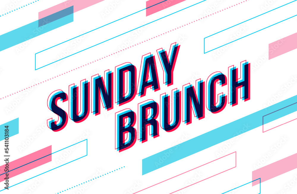 Isometric illustration of the inscription 'Sunday Brunch', with abstract elements. Vector illustration. Isometric illustration of the inscription 'Sunday Brunch', with abstract elements. Vector illustration.