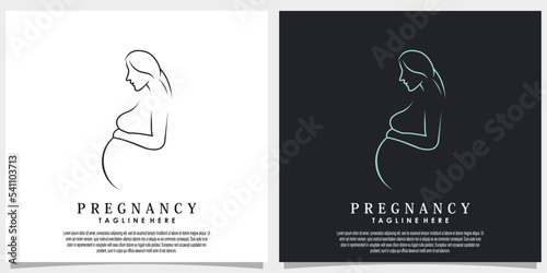 pregnancy logo design vector with line art style