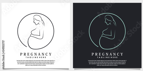 pregnancy logo design vector with line art style