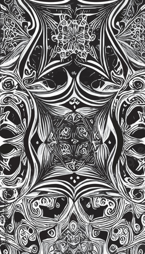 Decorative black and white gothic ornament, base for tattoo