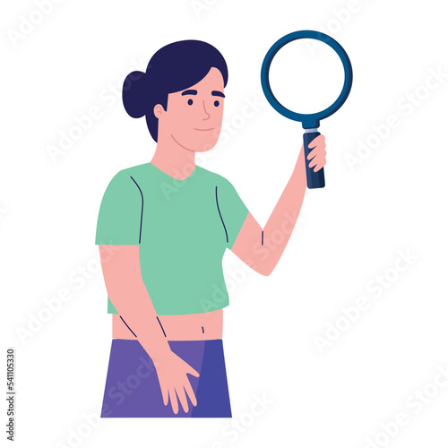 young woman with magnifying glass © Gstudio