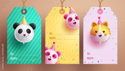 Birthday tags vector poster set design. Happy birthday gift tag lay out collection for party, events and wedding occasion for banner background. Vector Illustration.