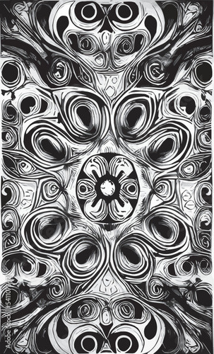 Decorative black and white gothic ornament, base for tattoo