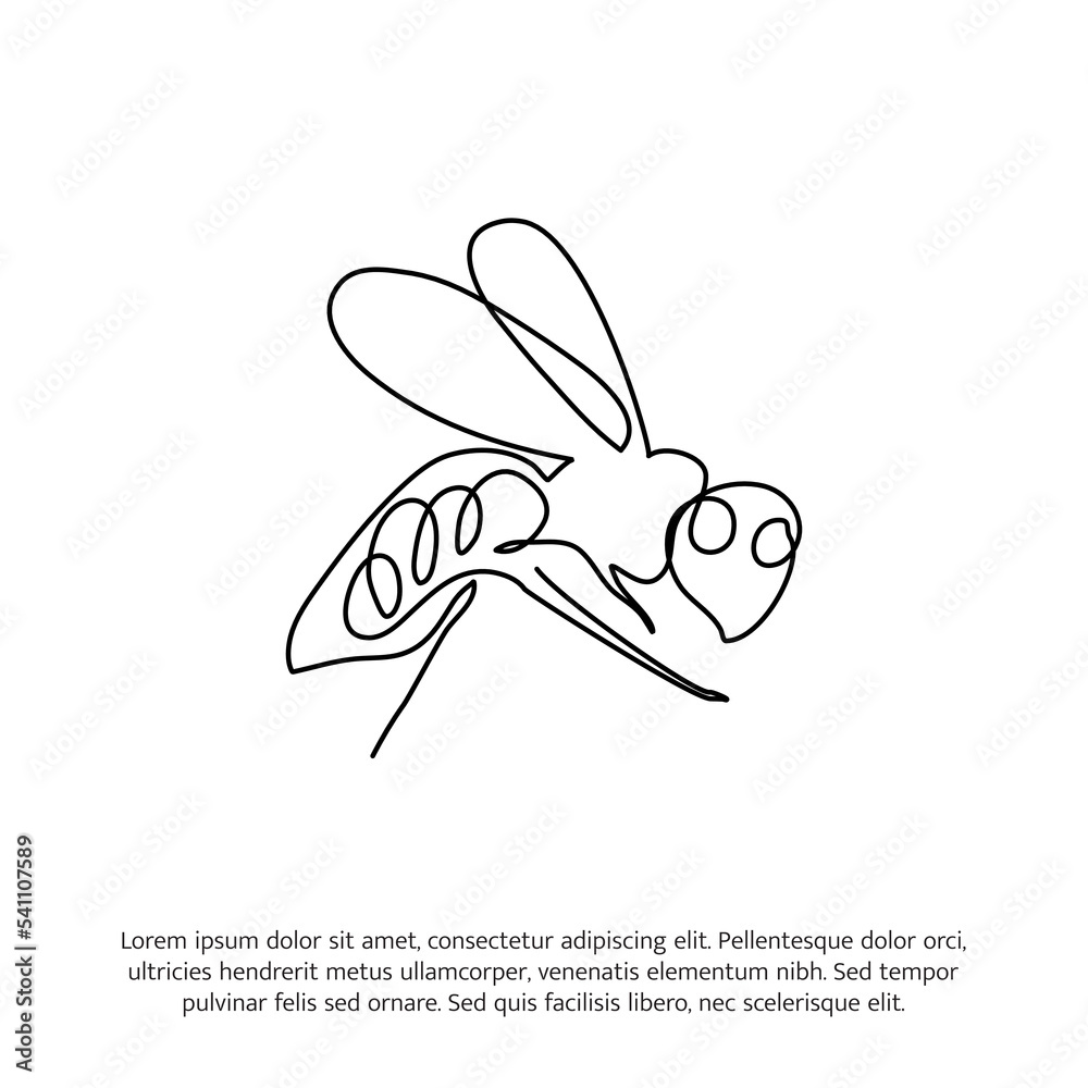 Honey bee one continuous line drawing. Cute decoration hand drawn elements. Vector illustration of minimalistic style on a white background. Honey bee one continuous line drawing. Cute decoration hand drawn elements. Vector illustration of minimalistic style on a white background.