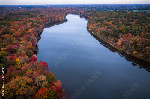 Aerial Drone Autumn Sunrise in Mercer New Jersey