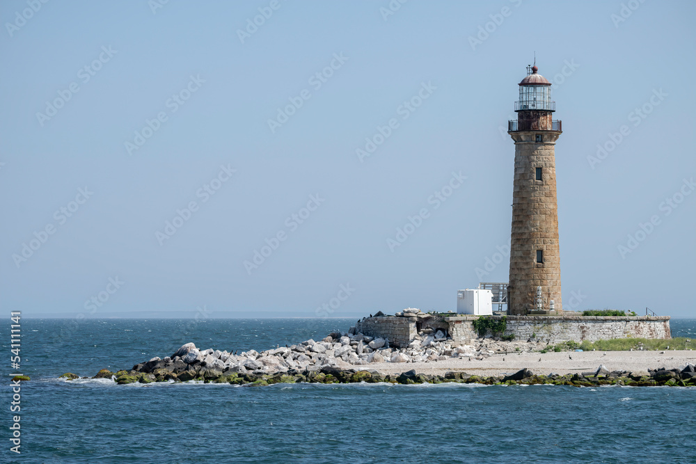 Little Gull Island Lighthouse located in the Long Island Sound in New York