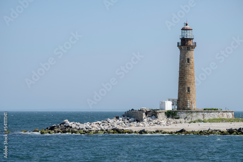 Little Gull Island Lighthouse located in the Long Island Sound in New York