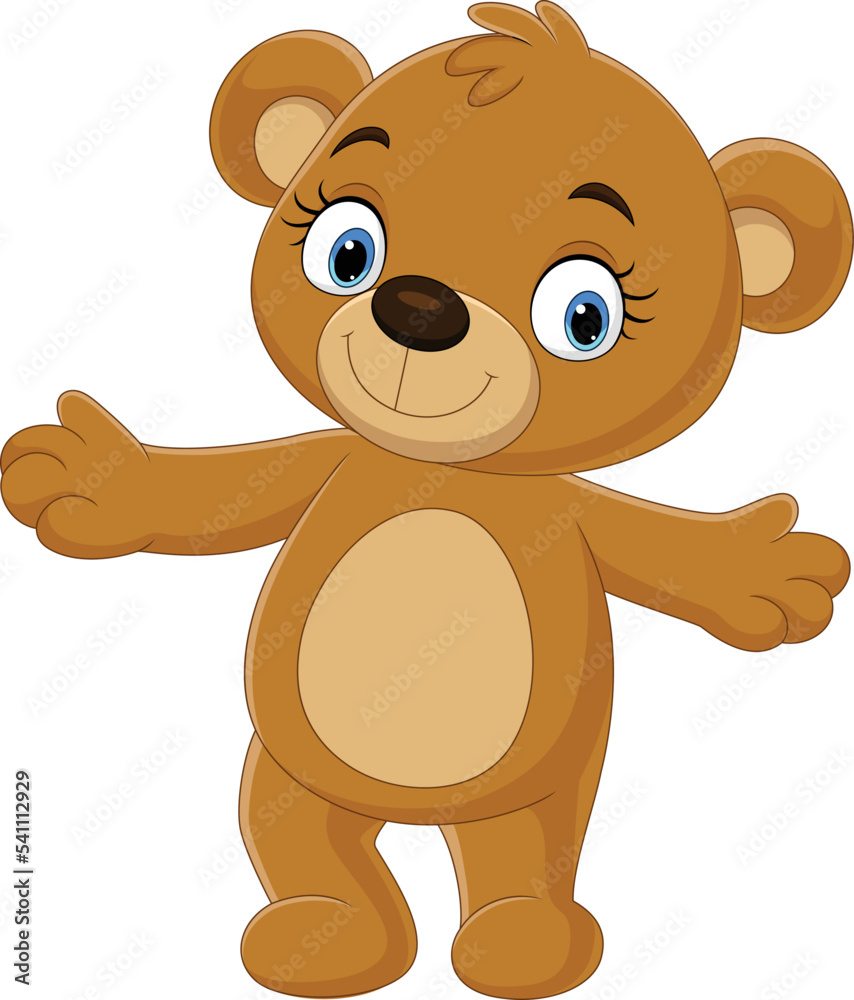 Fototapeta premium Cartoon funny little bear presenting