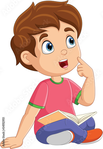 Cartoon little boy having a good idea