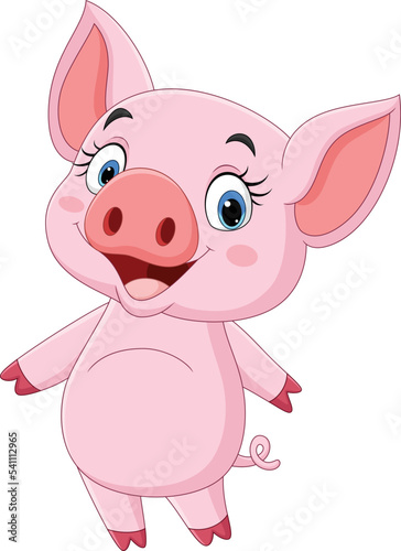 Cartoon funny little pig posing