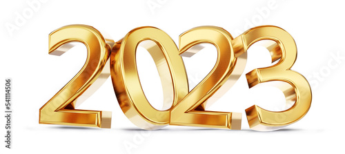 year symbol 2023 golden isolated 3d-illustration