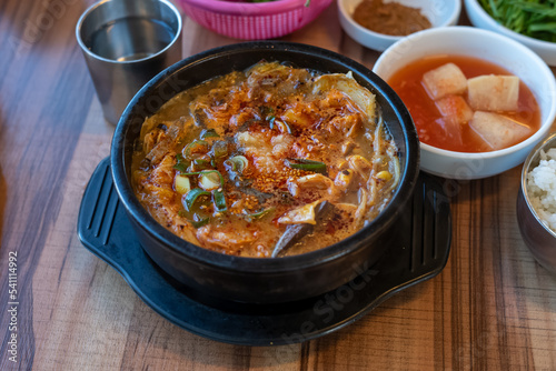 Korean food side dish setting