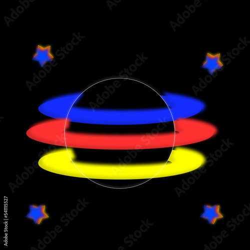 Neon space planet with stars