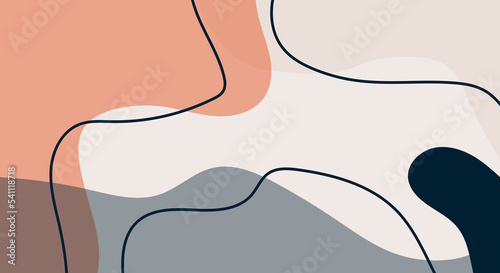 Fashion Stylish Templates with Organic Abstract Shapes and Line in Nude Pastel Colors Minimalist Background with Copy Space for Text or Message