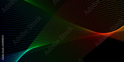 Futuristic black background with wave lines colorful design